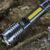 High Power LED Flashlight Powerful TYPE-C Rechargeable COB Flashlight With Side Light Torch For Outdoor Camping Hiking