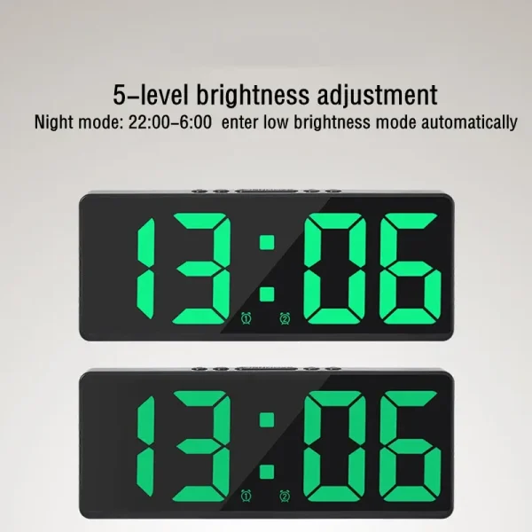 Acrylic/Mirror Digital Alarm Clock Voice Control Snooze Night Mode Table Clock 12/24H Anti-disturb Funtion Electronic LED Clock
