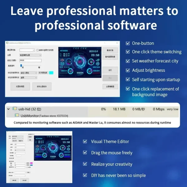 3.5 Inch Mini Computer Secondary Screen IPS USB C Secondary Screen forComputer CPU GPU RAM HDD Monitor LCD Display Freely AIDA64