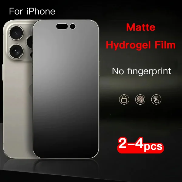 2-4PCS Matte Hydrogel Film For iPhone 17 16 15 14 13 12 Pro Max Plus No Fingerprint Film For 17 Pro Screen Protector