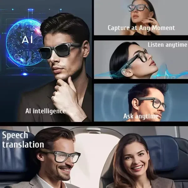 2025 New 800W Camera Glasses Bluetooth Smart Glasses with Camera Voice Call Music Smart Sunglasses Video Sound Record AI Glasses