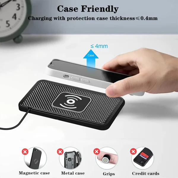 kf-Sfcf59c3bb7644ae2bad2de257f0c45d5u Car Wireless Charger for Iphone 16 15 15 Pro Max 14 13 12 X Samsung S24 S23 Wireless Car Charger Silicone Pad Stand Fast Charger